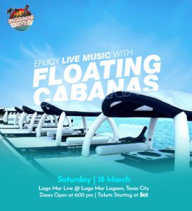 A poster of the floating cabanas event.