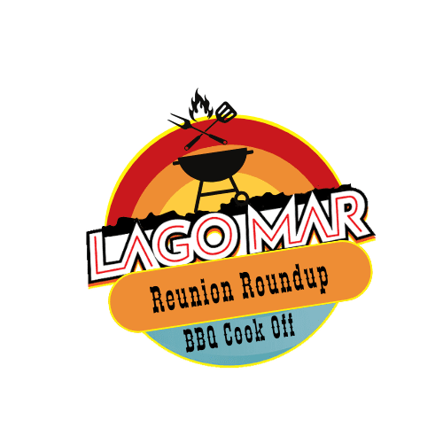 A logo for lago mar bbq